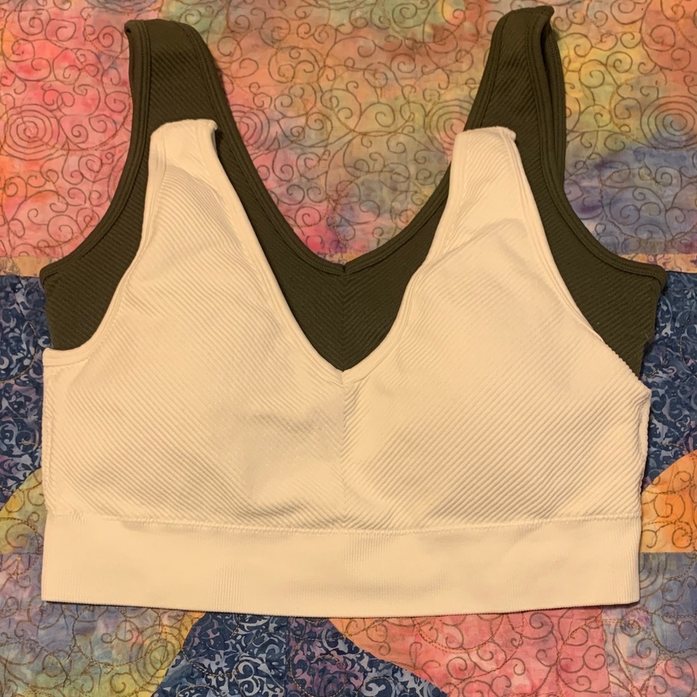 Women's Cream and Olive Bralette Set